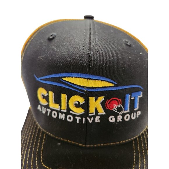 Click It Automotive Hat Adjustable Snap Back Trucker Style Yellow Black - Picture 3 of 6